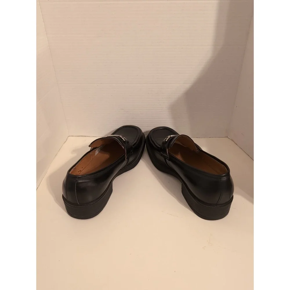 s.k.y. Men's Black‎ Leather Shoes Oxfords Silver Buckle Accent Size 10.5